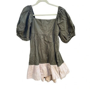 SACHIN + BABI ANTHROPOLOGIE COLOR BLOCK PUFF SLEEVE MINI DRESS